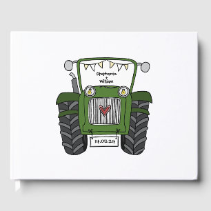 Personlig Grönt Tractor Land Farm Bröllop Gästböcker