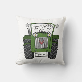 Personlig Grönt Tractor Land Farm Bröllop Kudde