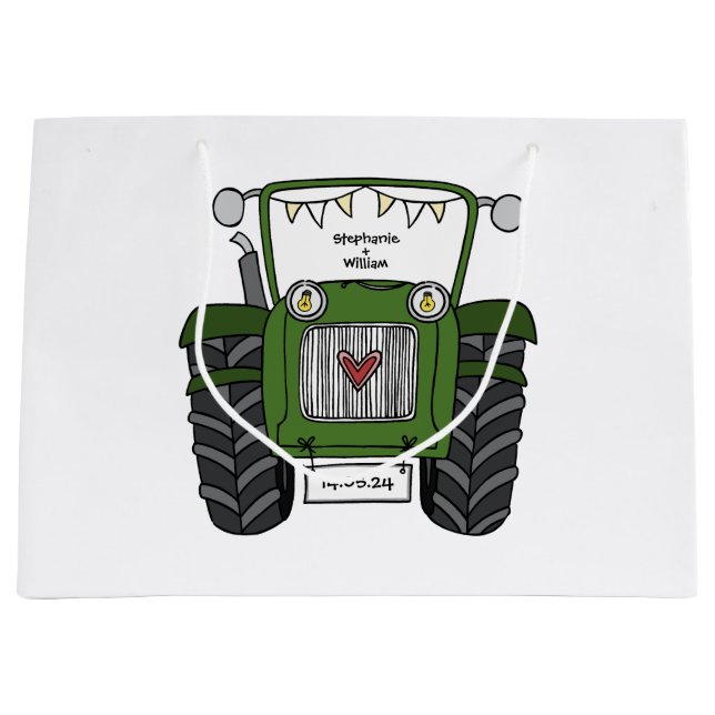 Personlig Grönt Tractor Landsbyggsbröllop Gift (Framsidan)
