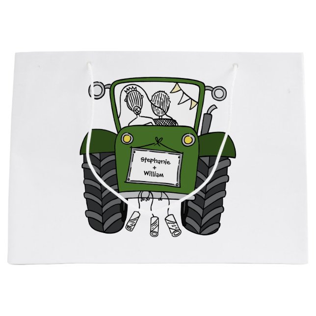 Personlig Grönt Tractor Landsbyggsbröllop Gift (Framsidan)