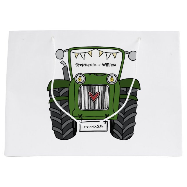 Personlig Grönt Tractor Landsbyggsbröllop Gift (Framsidan)