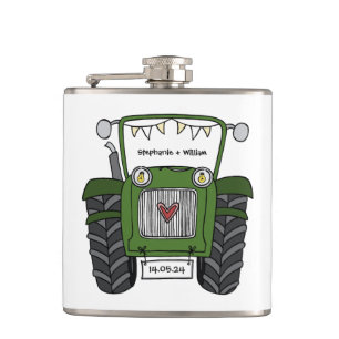 Personlig Grönt Tractor Landsbyggsbröllop Gift Fickplunta