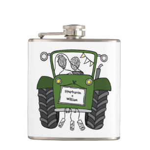 Personlig Grönt Tractor Landsbyggsbröllop Gift Fickplunta