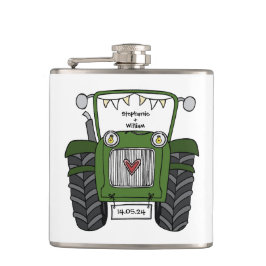 Personlig Grönt Tractor Landsbyggsbröllop Gift Fickplunta