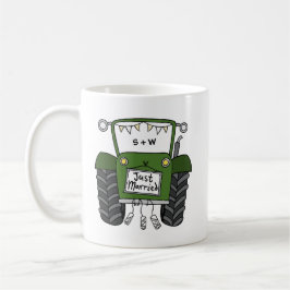 Personlig Grönt Tractor Landsbyggsbröllop Gift Kaffemugg