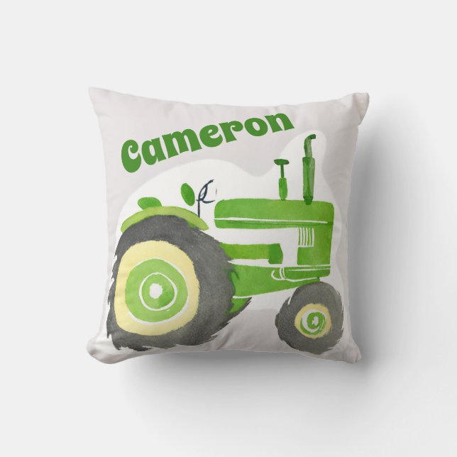 Personlig Grönt Tractor Pillow - Farm Boy Gift Kudde (Framsida)