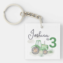 Personlig Grönt Tractor Theme Acrylic Keychain