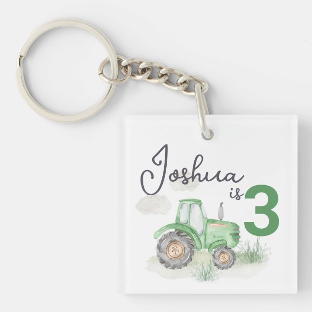 Personlig Grönt Tractor Theme Acrylic Keychain (Framsidan)
