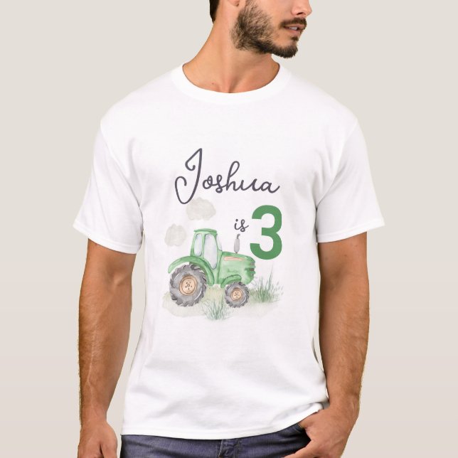 Personlig Grönt Tractor Theme Manar Sikt-Shirt T Shirt (Framsida)