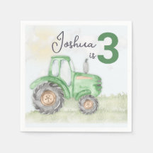 Personlig Grönt Tractor Theme Papper Napkins.