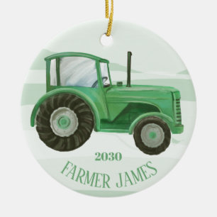 Personlig Grönt Traktor jul Ornament