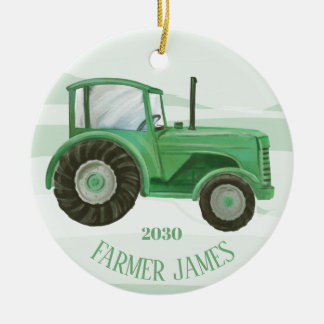 Personlig Grönt Traktor jul Ornament