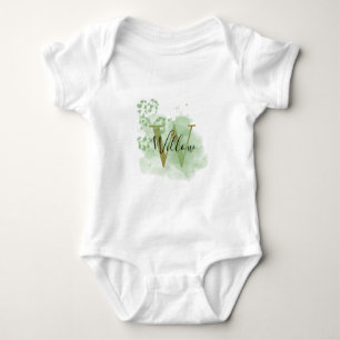 Personlig Grönt Vattenfärg & Blommigt - första bör T Shirt
