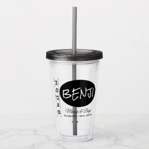 PERSONLIG GROOM BRÖLLOP ACRYLIC TUMBLER TAKE AWAY MUGG