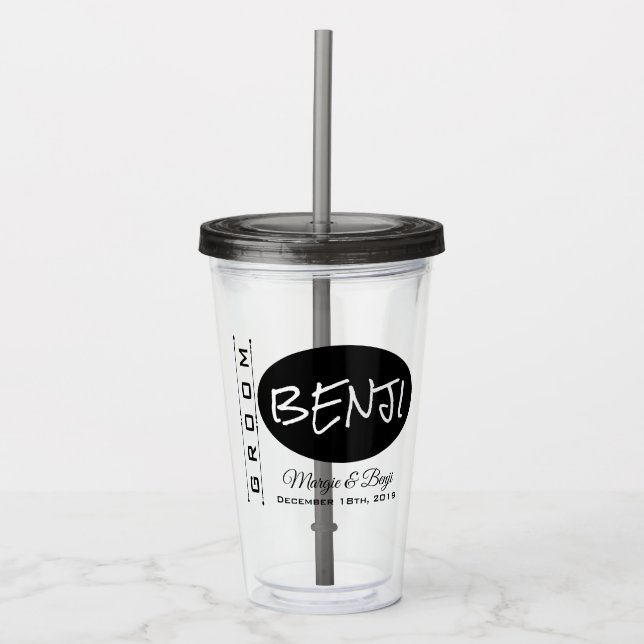 PERSONLIG GROOM BRÖLLOP ACRYLIC TUMBLER TAKE AWAY MUGG (Framsida)