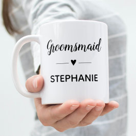 Personlig Groomsmaid Black Script Bröllop Kaffemugg