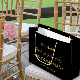Personlig Groomsman Black och Guld Tack