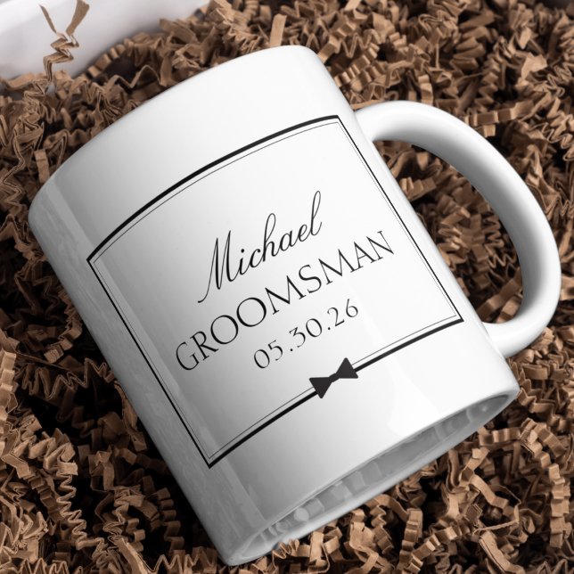 Personlig Groomsman Bowtie Bröllopsfest Gift Mugg (Skapare uppladdad)
