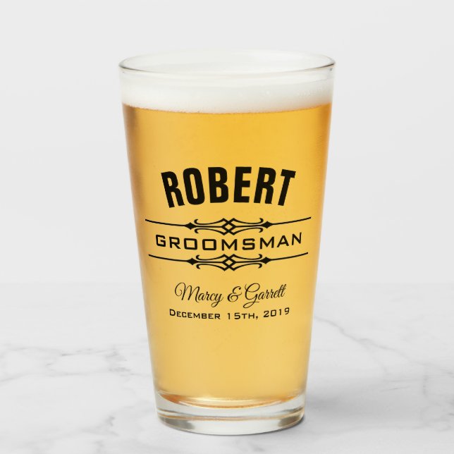PERSONLIG GROOMSMAN BRÖLLOPSFEST TUMBLER GLASS GLASKOPP (Framsida fylld)