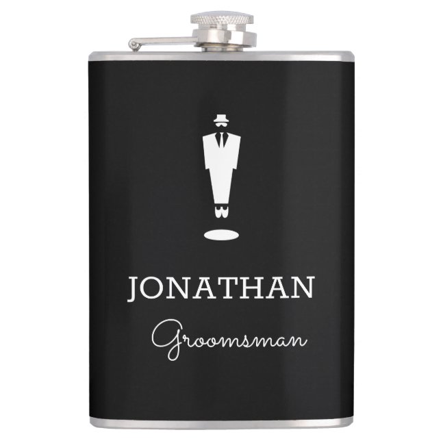 Personlig Groomsman Gift Bröllopsfest Black Fickplunta (Framsidan)