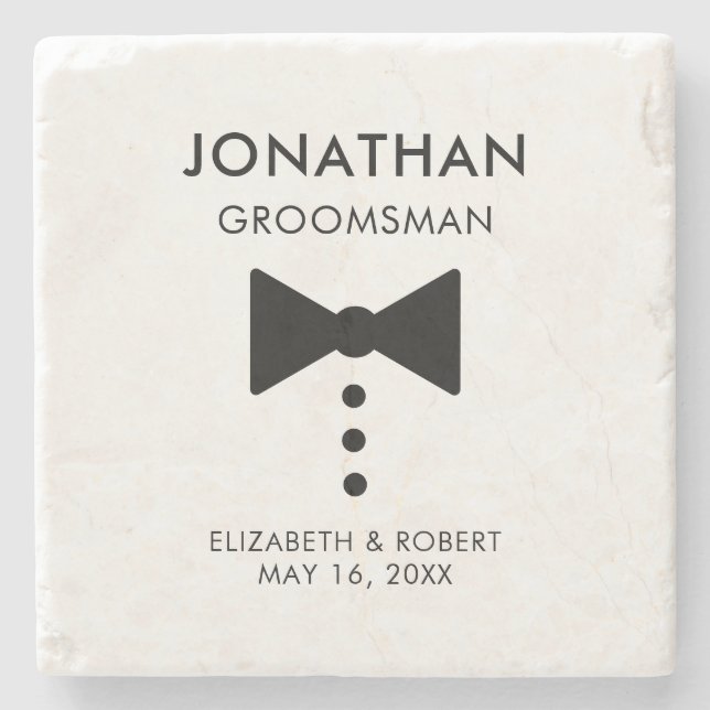 Personlig Groomsman Gift Modern Tuxedo Bröllop Stenunderlägg (Framsidan)