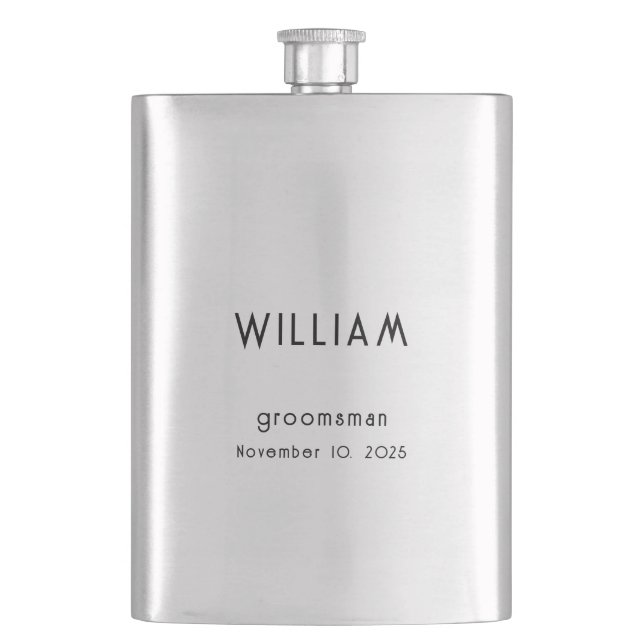 Personlig Groomsman Gift w/ Namn & Bröllop Role Fickplunta (Framsidan)