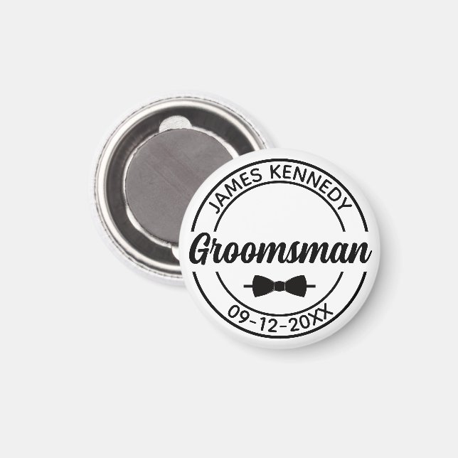 Personlig Groomsman med Namn och Bröllop Datum Magnet (Front/Back)