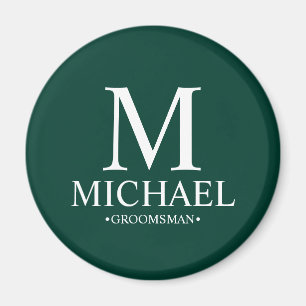 Personlig Groomsman Namn och Monogram Magnet