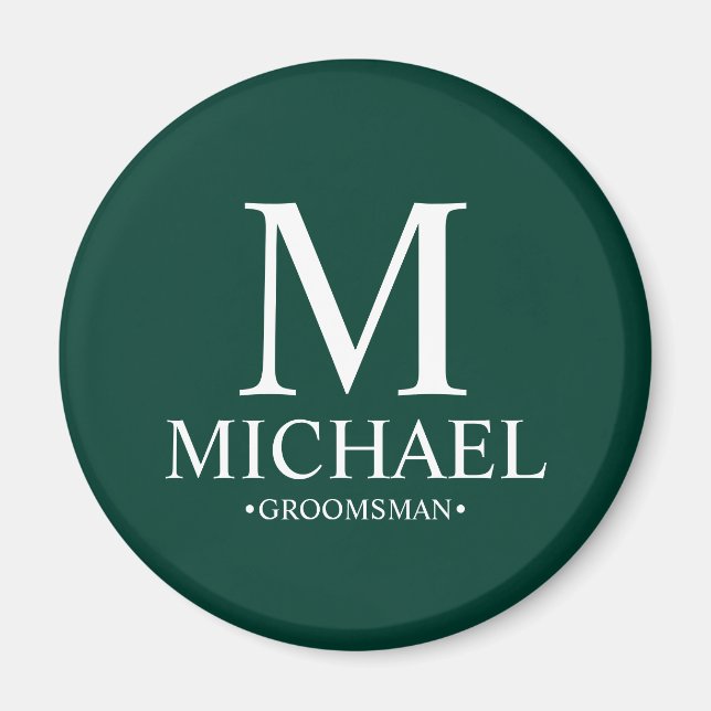 Personlig Groomsman Namn och Monogram Magnet (Framsidan)