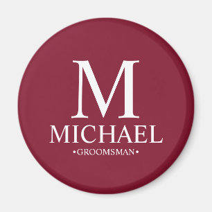 Personlig Groomsman Namn och Monogram Magnet