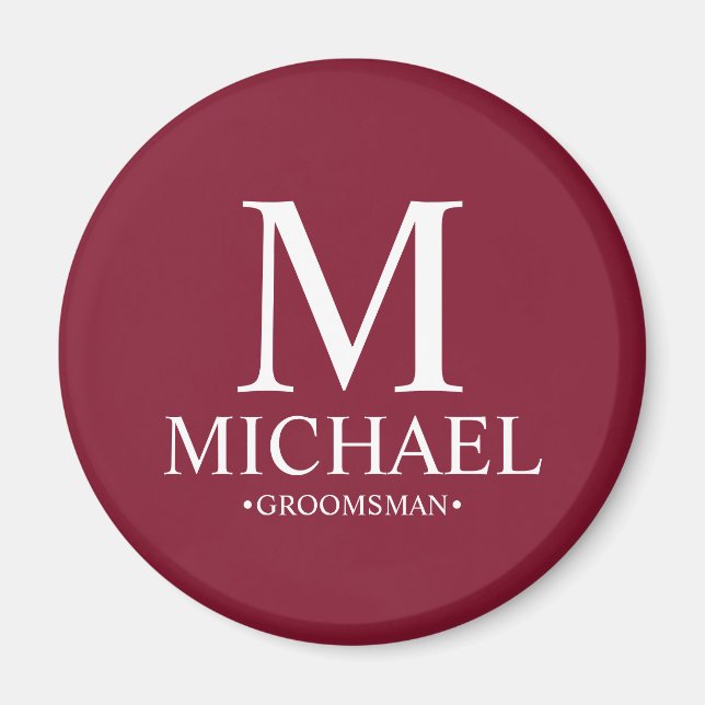 Personlig Groomsman Namn och Monogram Magnet (Framsidan)