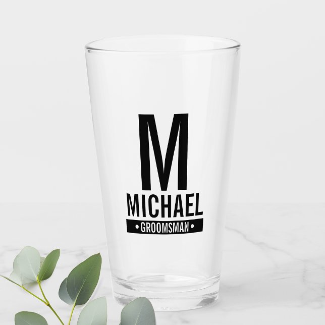 Personlig Groomsmans Monogram och Namn Glaskopp (Skapare uppladdad)
