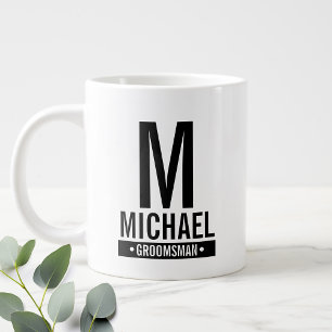 Personlig Groomsmans Monogram och Namn Jumbo Mugg