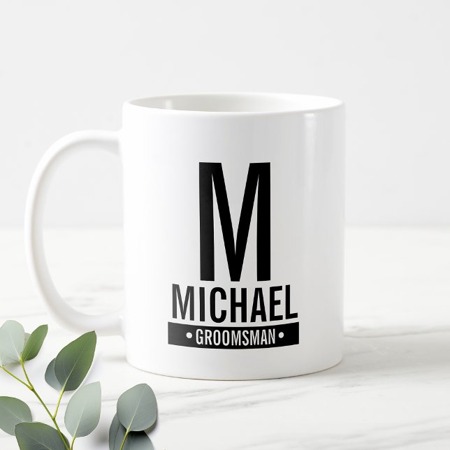 Personlig Groomsmans Monogram och Namn Kaffemugg (Skapare uppladdad)