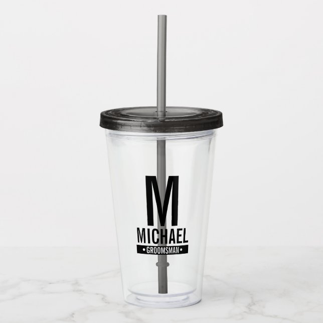 Personlig Groomsmans Monogram och Namn Take Away Mugg (Framsida)