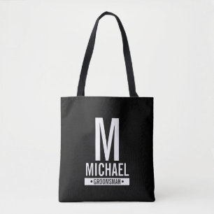 Personlig Groomsmans Monogram och Namn Tote Ba Tygkasse