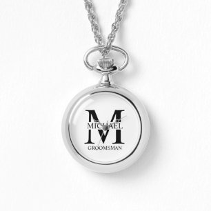 Personlig Groomsmans Namn och Monogram Armbandsur