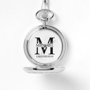 Personlig Groomsmans Namn och Monogram Armbandsur