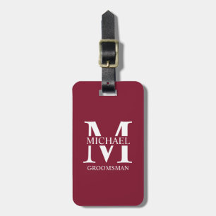 Personlig Groomsmans Namn och Monogram Bagagebricka