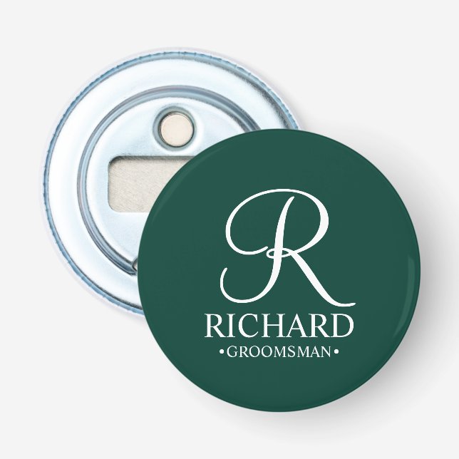 Personlig Groomsmans Namn och Monogram Flasköppnare (Framsidan)
