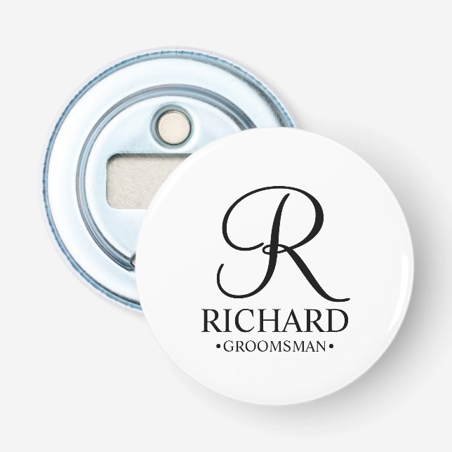 Personlig Groomsmans Namn och Monogram Flasköppnare (Framsidan)