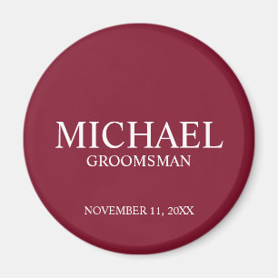 Personlig Groomsmans Namn och Monogram Magnet
