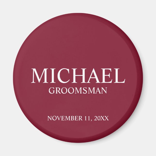 Personlig Groomsmans Namn och Monogram Magnet (Framsidan)