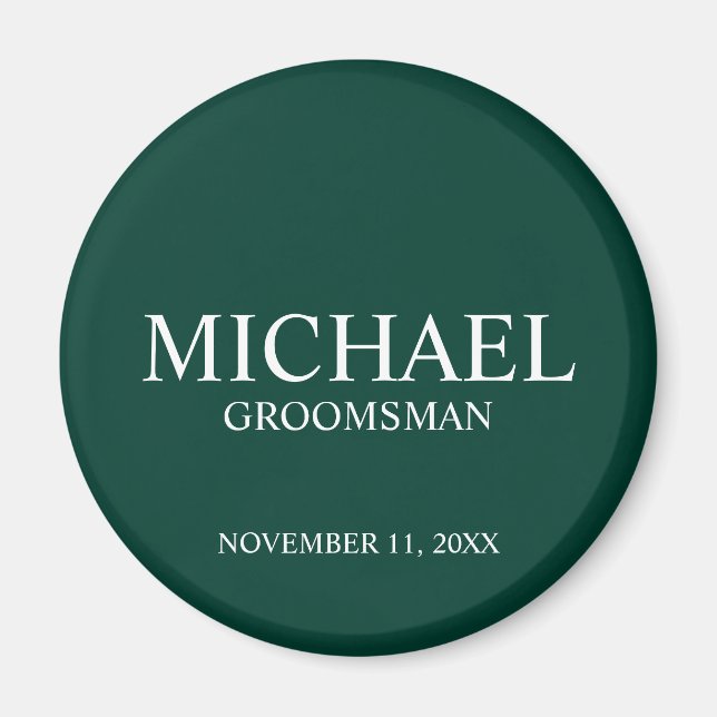Personlig Groomsmans Namn och Monogram Magnet (Framsidan)