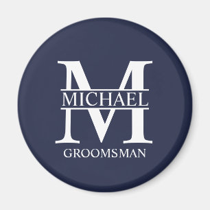 Personlig Groomsmans Namn och Monogram Magnet