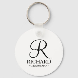 Personlig Groomsmans Namn och Monogram Nyckelring