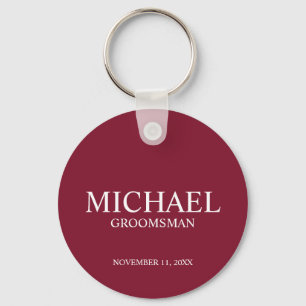 Personlig Groomsmans Namn och Monogram Nyckelring