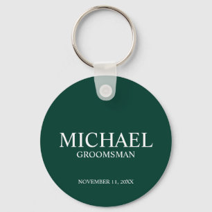 Personlig Groomsmans Namn och Monogram Nyckelring