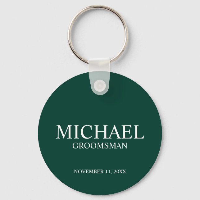 Personlig Groomsmans Namn och Monogram Nyckelring (Framsida)