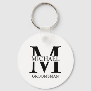 Personlig Groomsmans Namn och Monogram Nyckelring